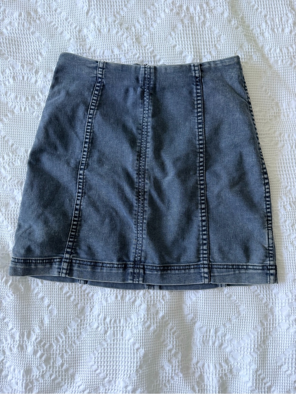 Classic Washed Blue Denim Mini Skirt